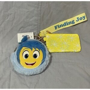 NEW Disney Parks Pixar Inside Out 2 Joy Plush Keychain Bag Charm Wristlet
